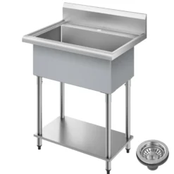 32” 18-Gauge Stainless Steel Single Bowl Freestanding Commercial Style Laundry Utility Sink