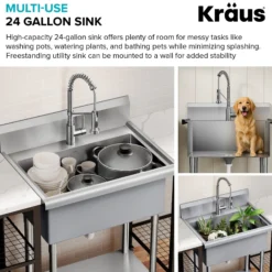 32” 18-Gauge Stainless Steel Single Bowl Freestanding Commercial Style Laundry Utility Sink