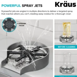 Glass Rinser for Kitchen Sink in Spot-Free Stainless Steel