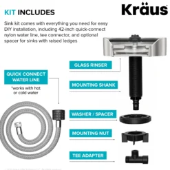 Glass Rinser for Kitchen Sink in Spot-Free Stainless Steel