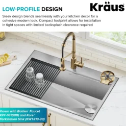 Glass Rinser for Kitchen Sink in Spot-Free Brushed Brass