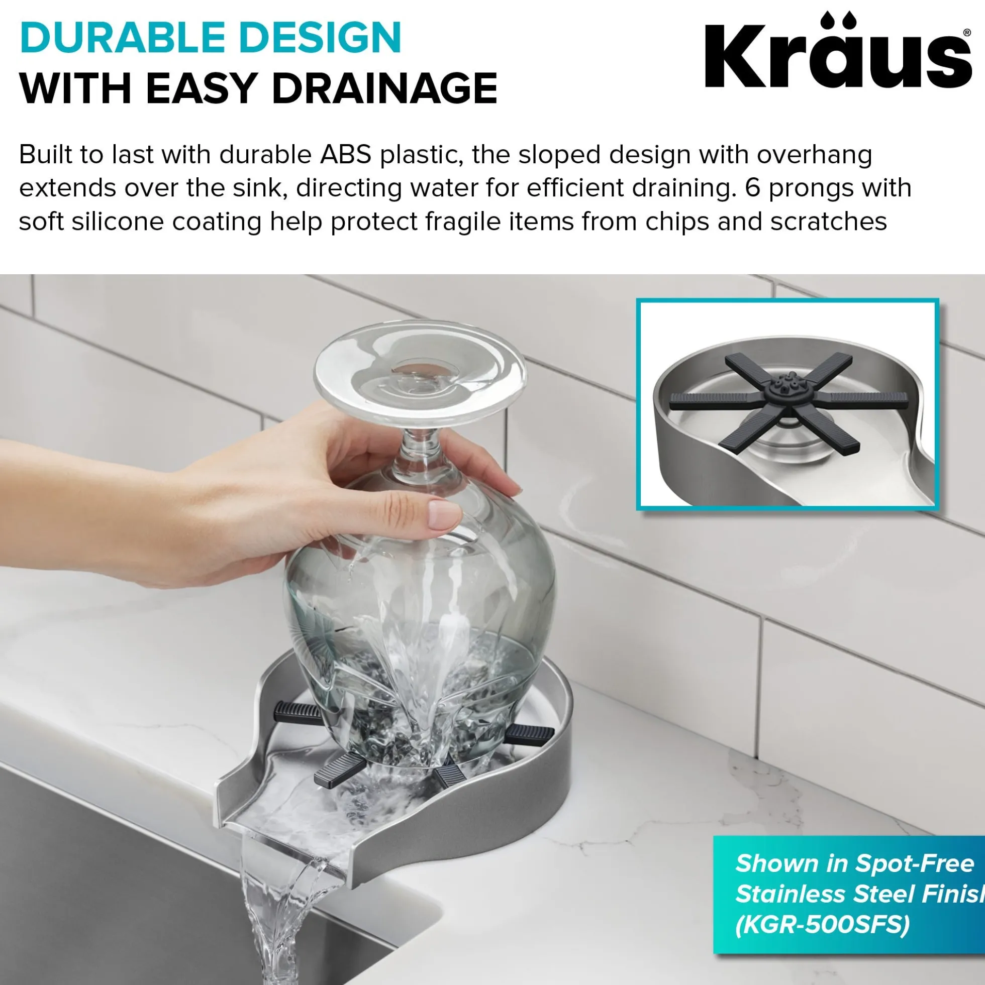 Glass Rinser for Kitchen Sink in Spot-Free Brushed Brass
