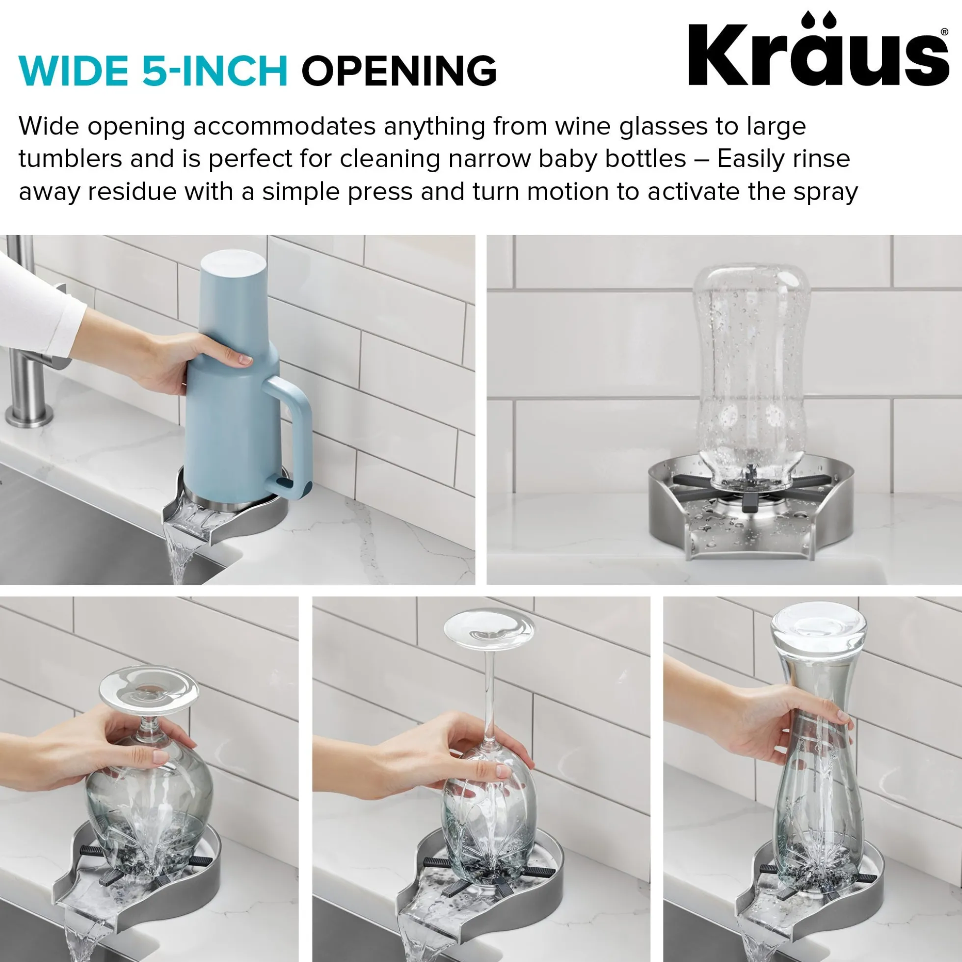 Glass Rinser for Kitchen Sink in Spot-Free Brushed Brass