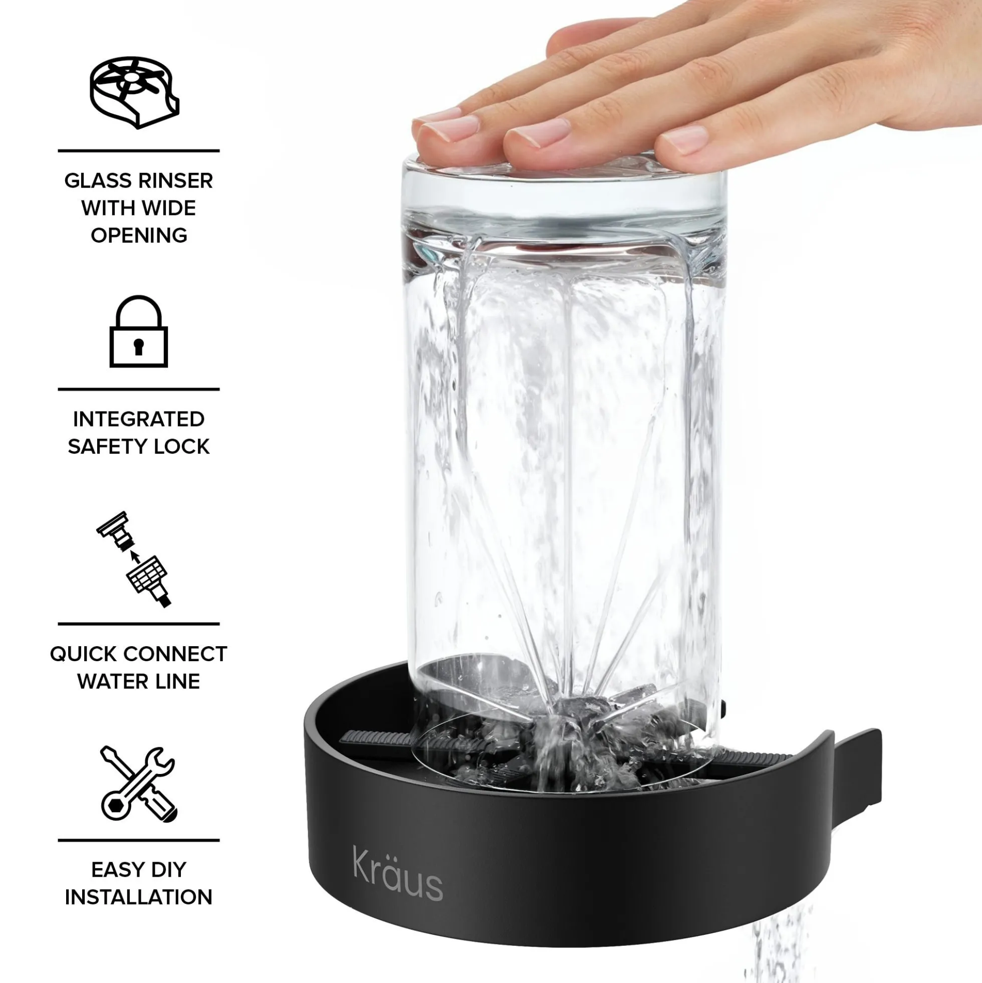 Glass Rinser for Kitchen Sink in Matte Black
