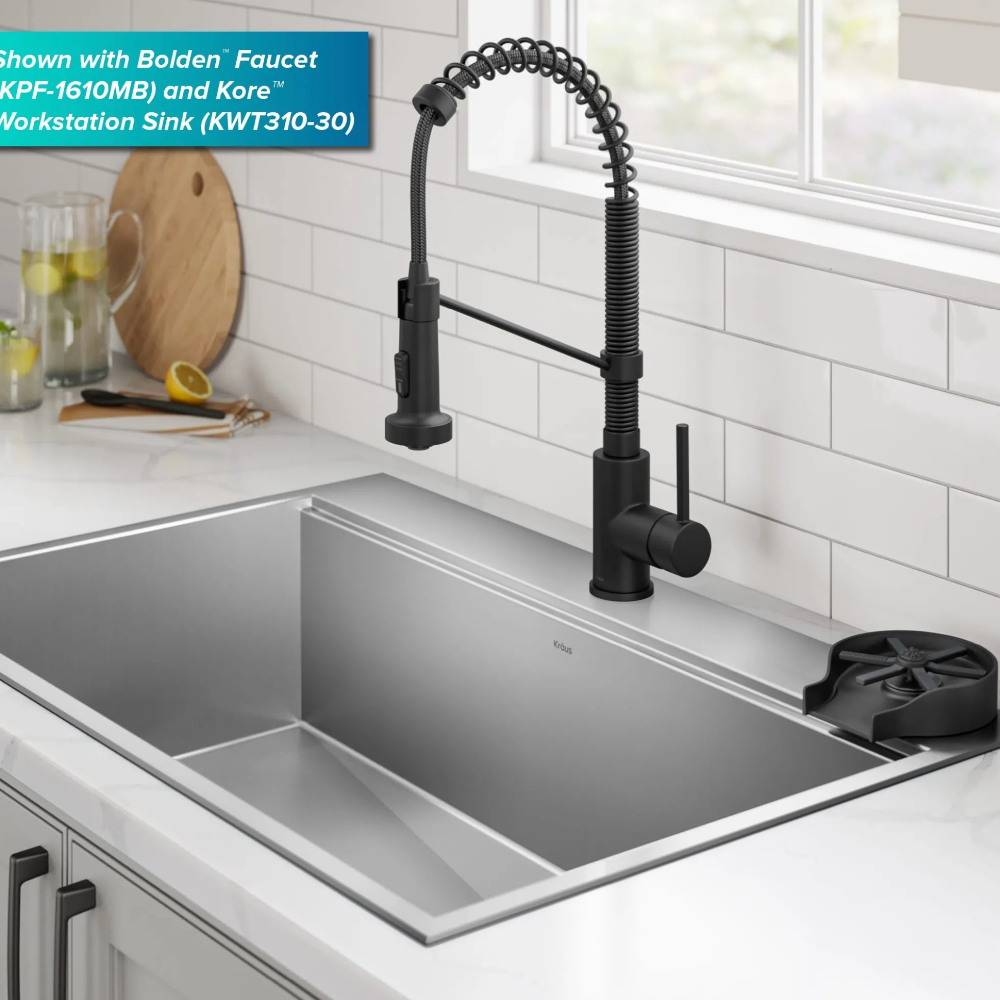 Glass Rinser for Kitchen Sink in Matte Black