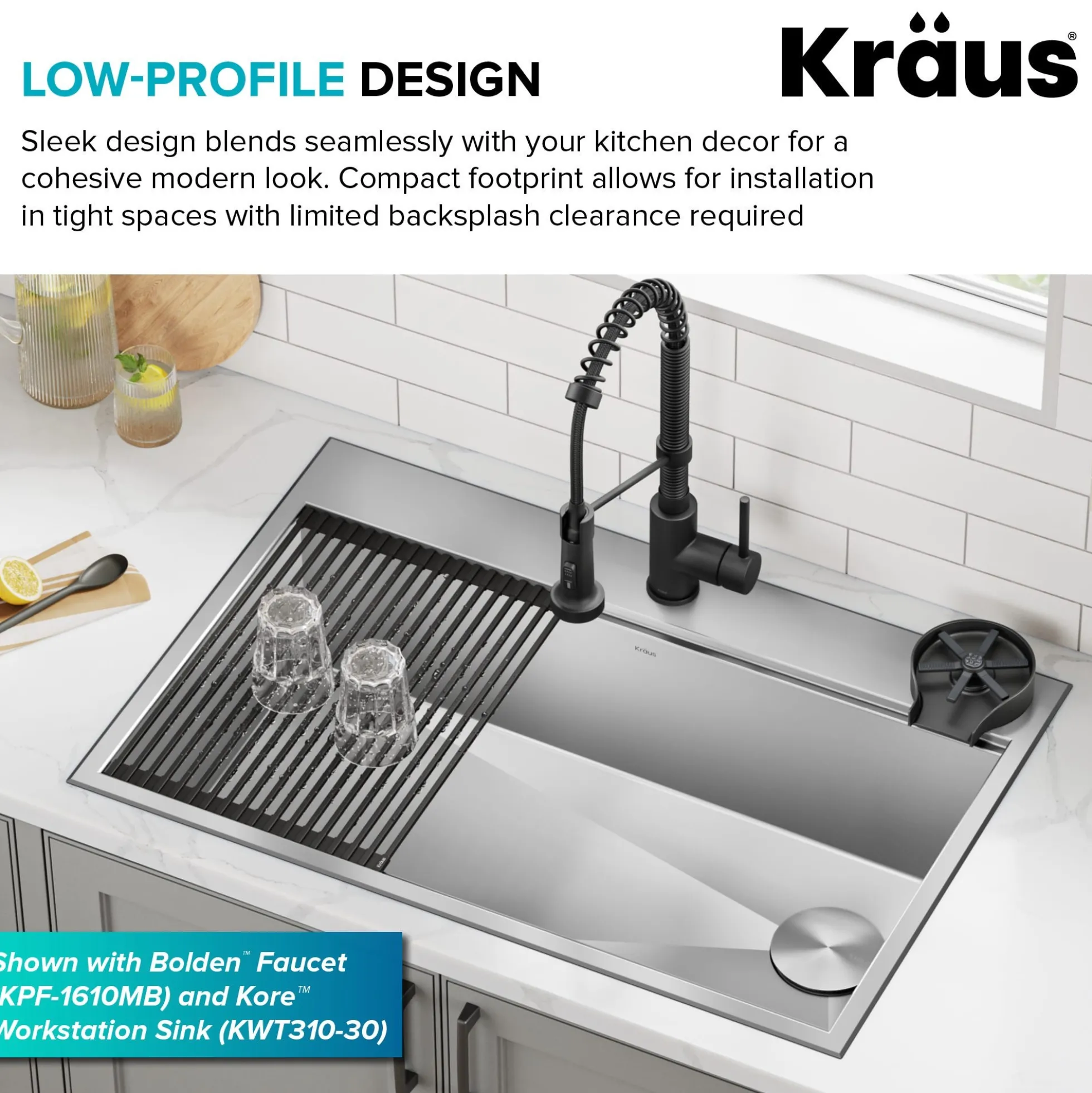 Glass Rinser for Kitchen Sink in Matte Black