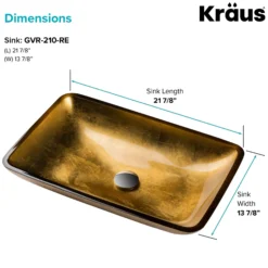 Gold Rectangular Glass Vessel 22