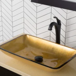 Gold Rectangular Glass Vessel 22