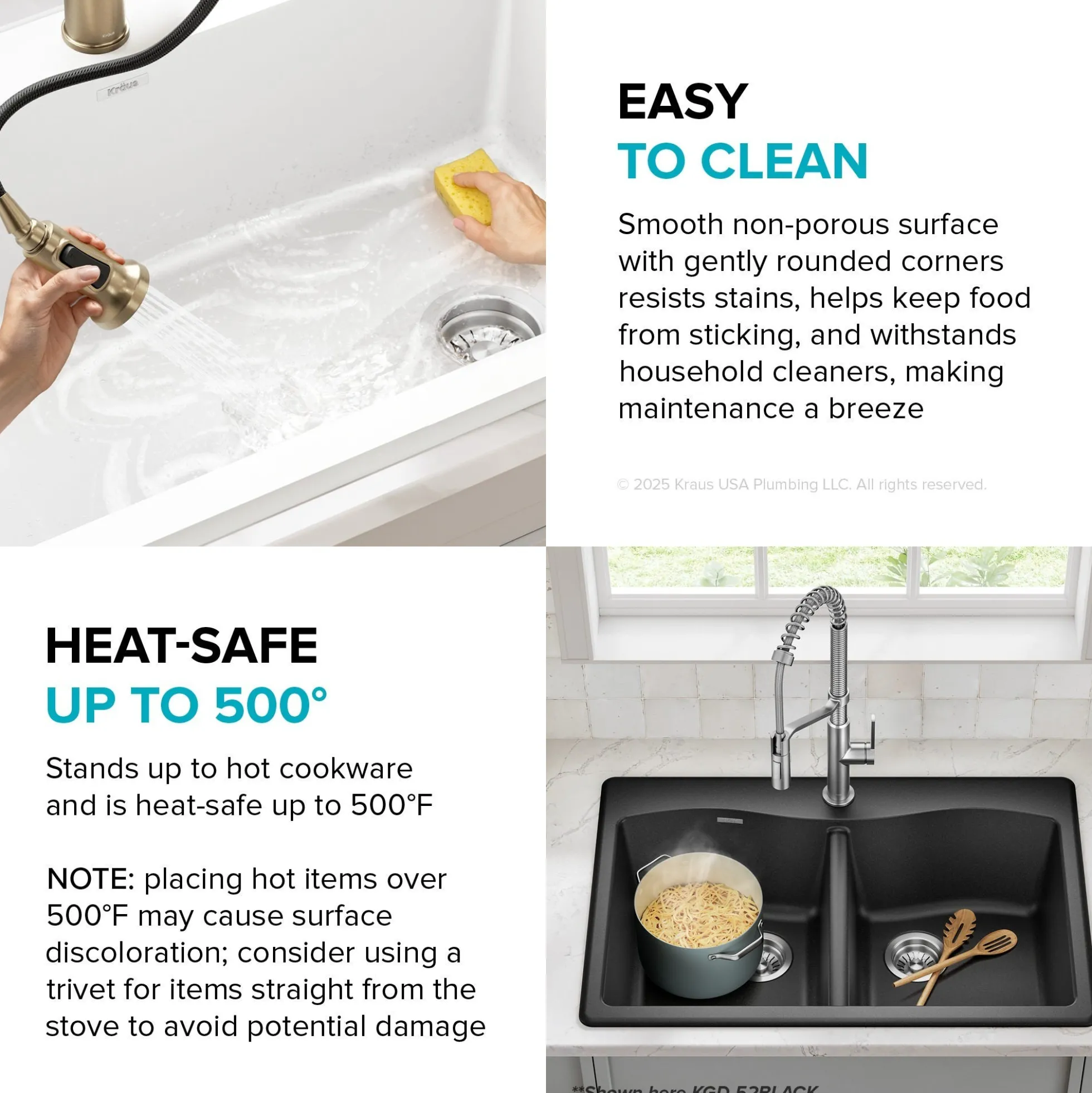 33” Granite Drop In / Undermount 50/50 Double Bowl White Kitchen Sink