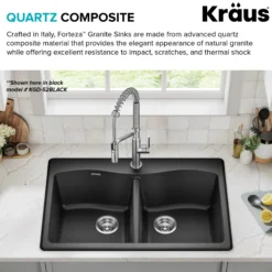 33” Granite Drop In / Undermount 50/50 Double Bowl White Kitchen Sink