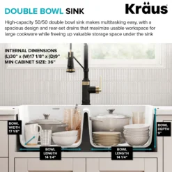 33” Granite Drop In / Undermount 50/50 Double Bowl White Kitchen Sink