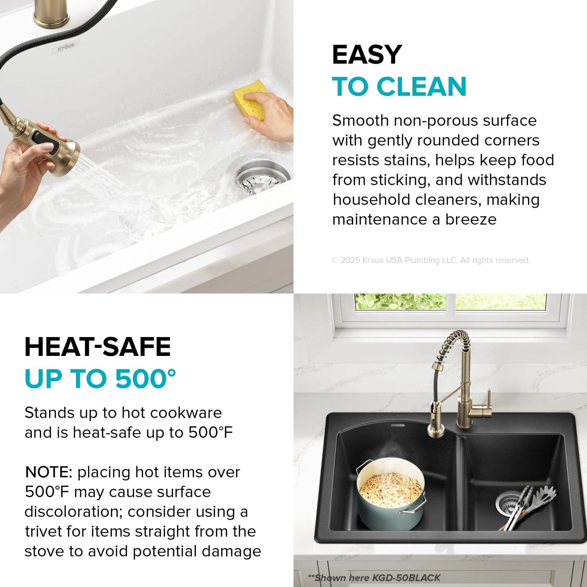 33” Granite Drop In / Undermount 60/40 Double Bowl White Kitchen Sink