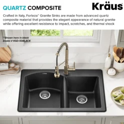 33” Granite Drop In / Undermount 60/40 Double Bowl White Kitchen Sink