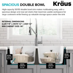 33” Granite Drop In / Undermount 50/50 Double Bowl White Kitchen Sink