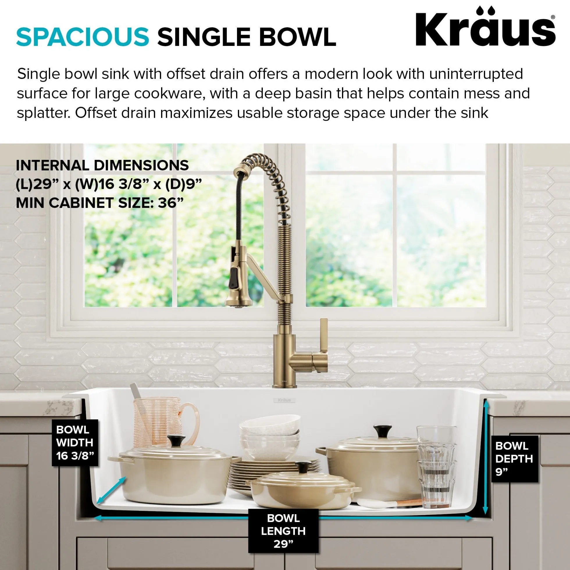33” Granite Drop In / Undermount Single Bowl White Kitchen Sink