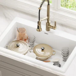 33” Granite Drop In / Undermount Single Bowl White Kitchen Sink