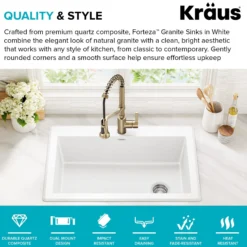 33” Granite Drop In / Undermount Single Bowl White Kitchen Sink