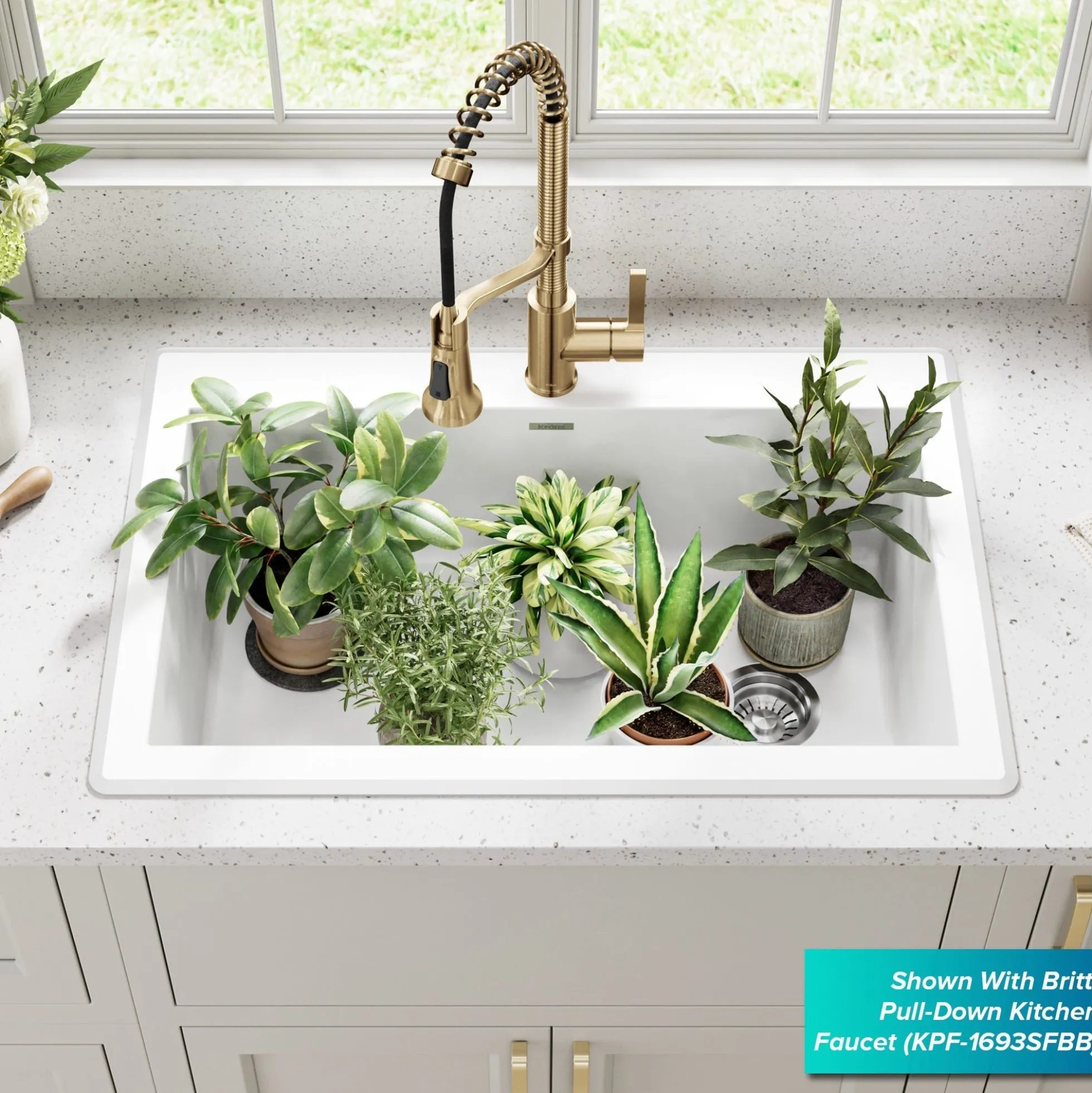 33” Granite Drop In / Undermount Single Bowl White Kitchen Sink