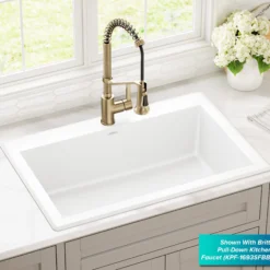 33” Granite Drop In / Undermount Single Bowl White Kitchen Sink