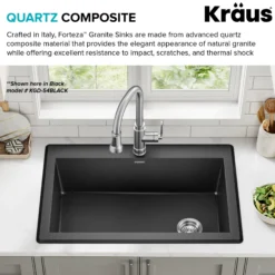 33” Granite Drop In / Undermount Single Bowl White Kitchen Sink