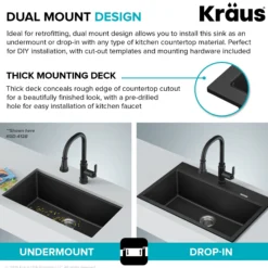 31” Granite Drop In / Undermount Single Bowl White Kitchen Sink