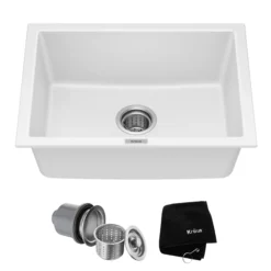 24” Granite Drop In / Undermount Single Bowl White Kitchen Sink