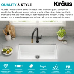 31” Granite Undermount Single Bowl White Kitchen Sink
