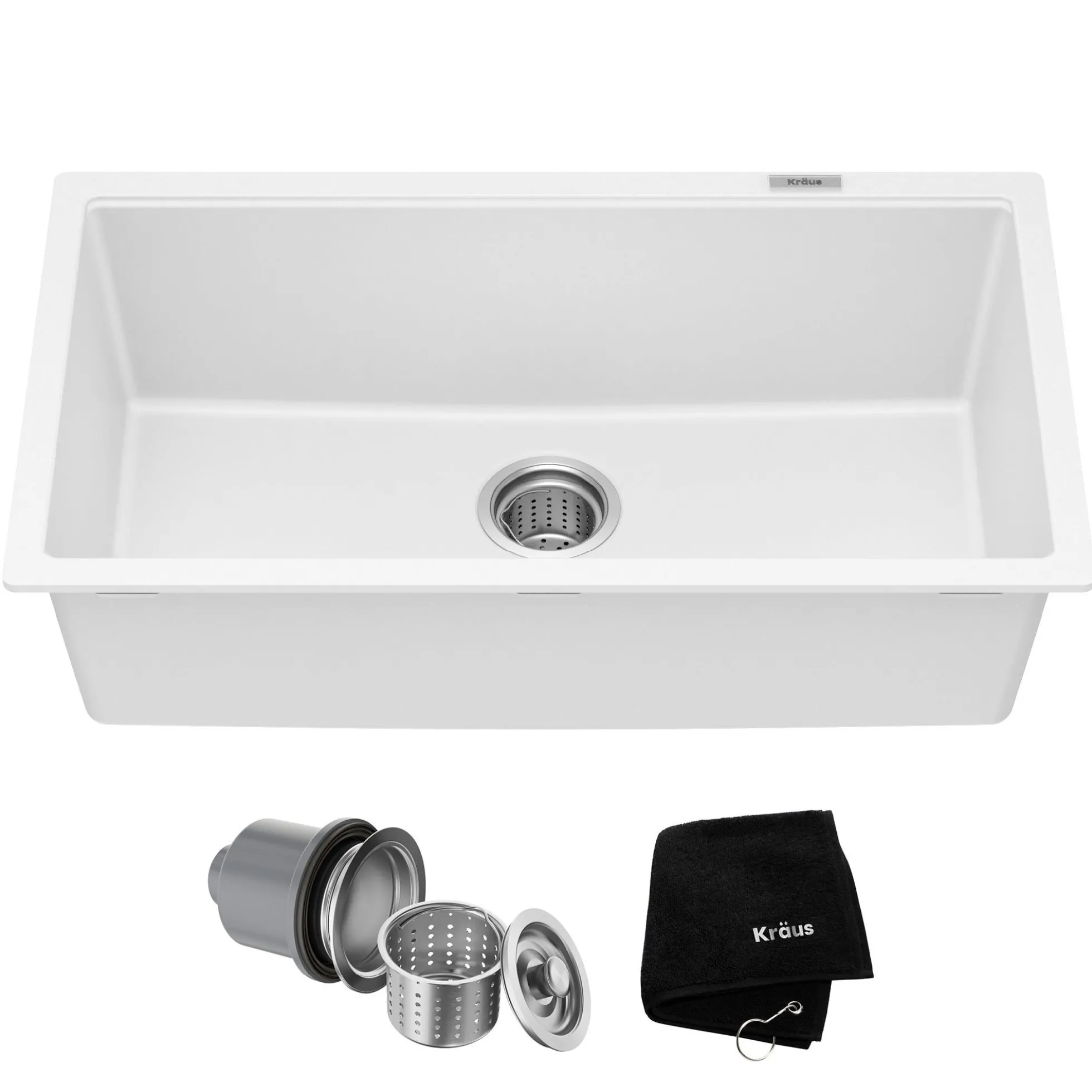 31” Granite Undermount Single Bowl White Kitchen Sink