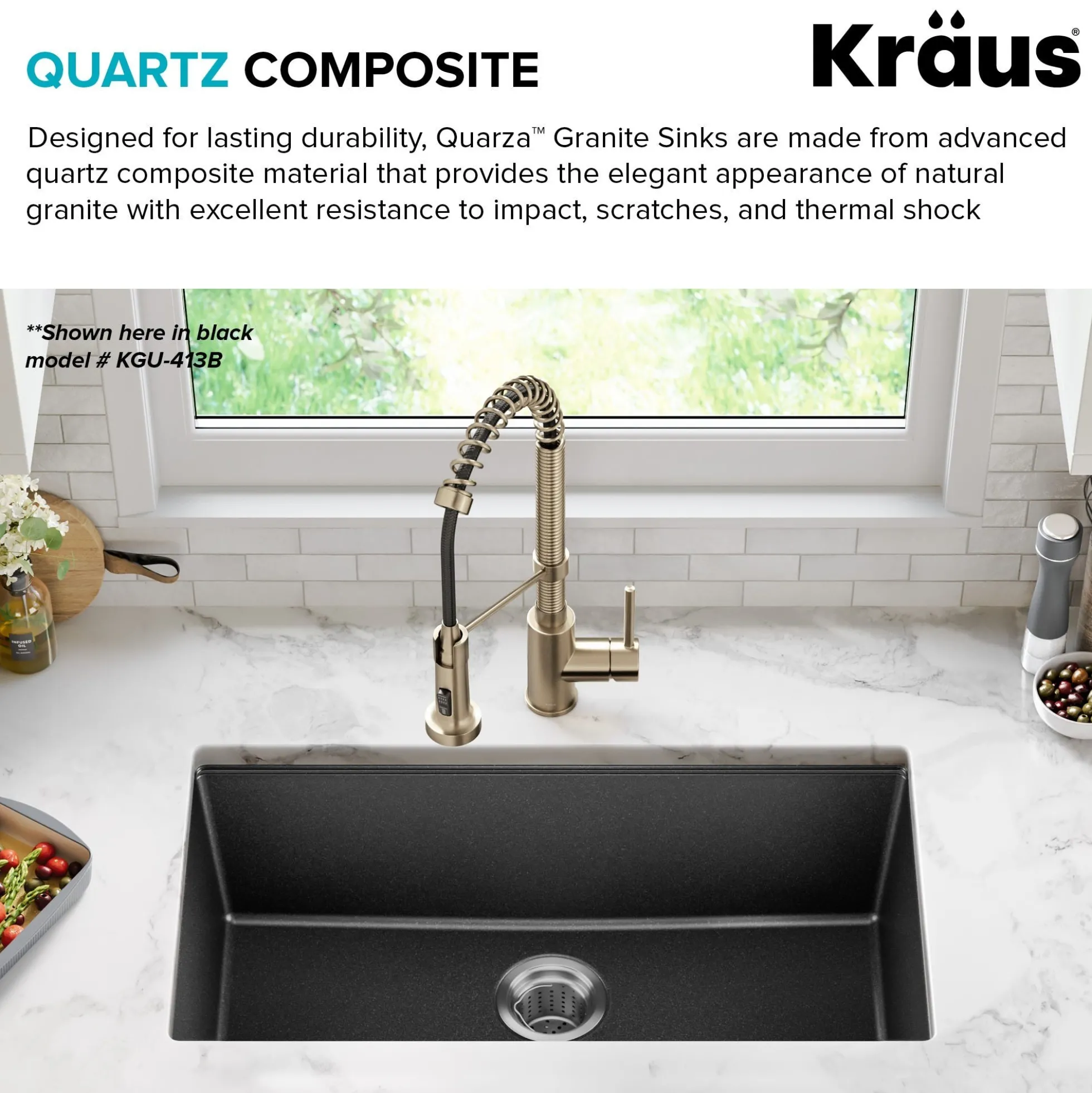 31” Granite Undermount Single Bowl White Kitchen Sink