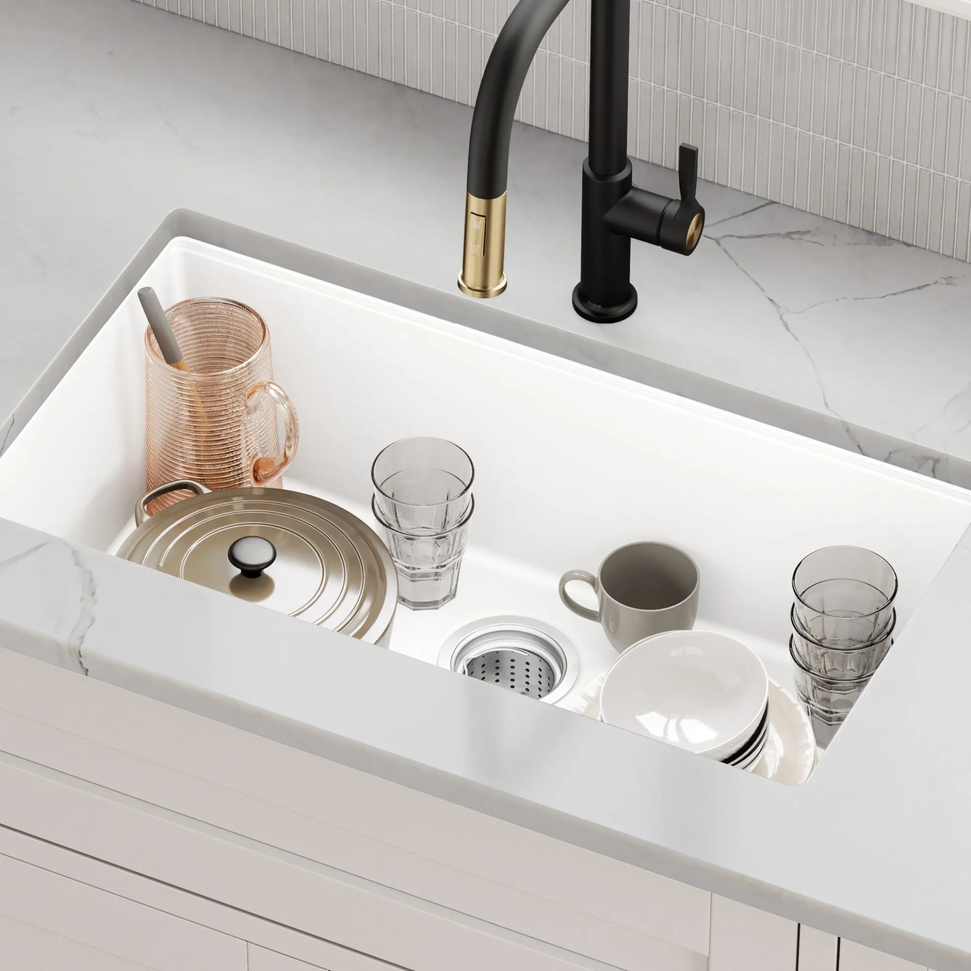 31” Granite Undermount Single Bowl White Kitchen Sink