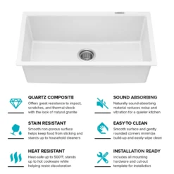31” Granite Undermount Single Bowl White Kitchen Sink