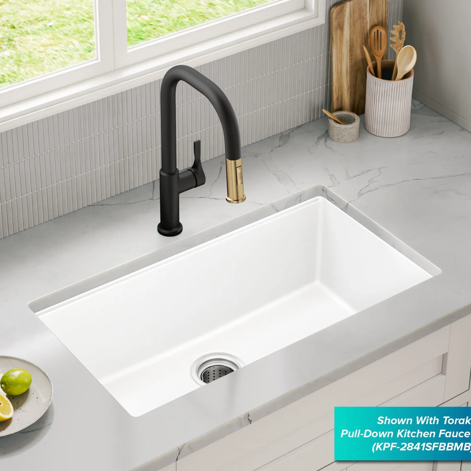 31” Granite Undermount Single Bowl White Kitchen Sink