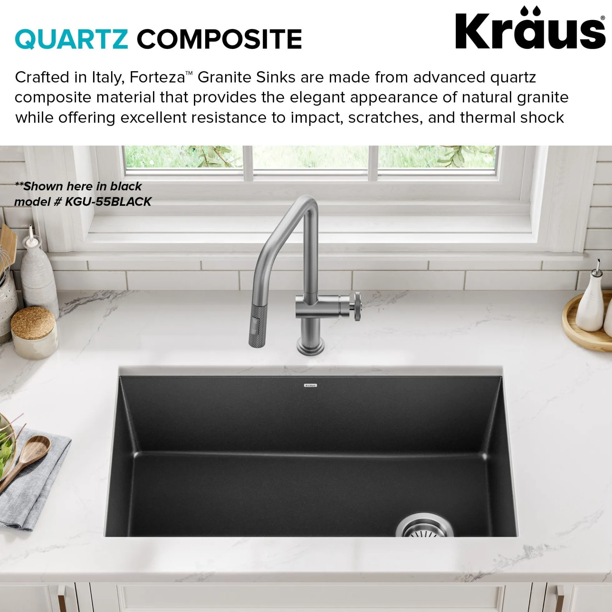 32” Granite Undermount Single Bowl White Kitchen Sink