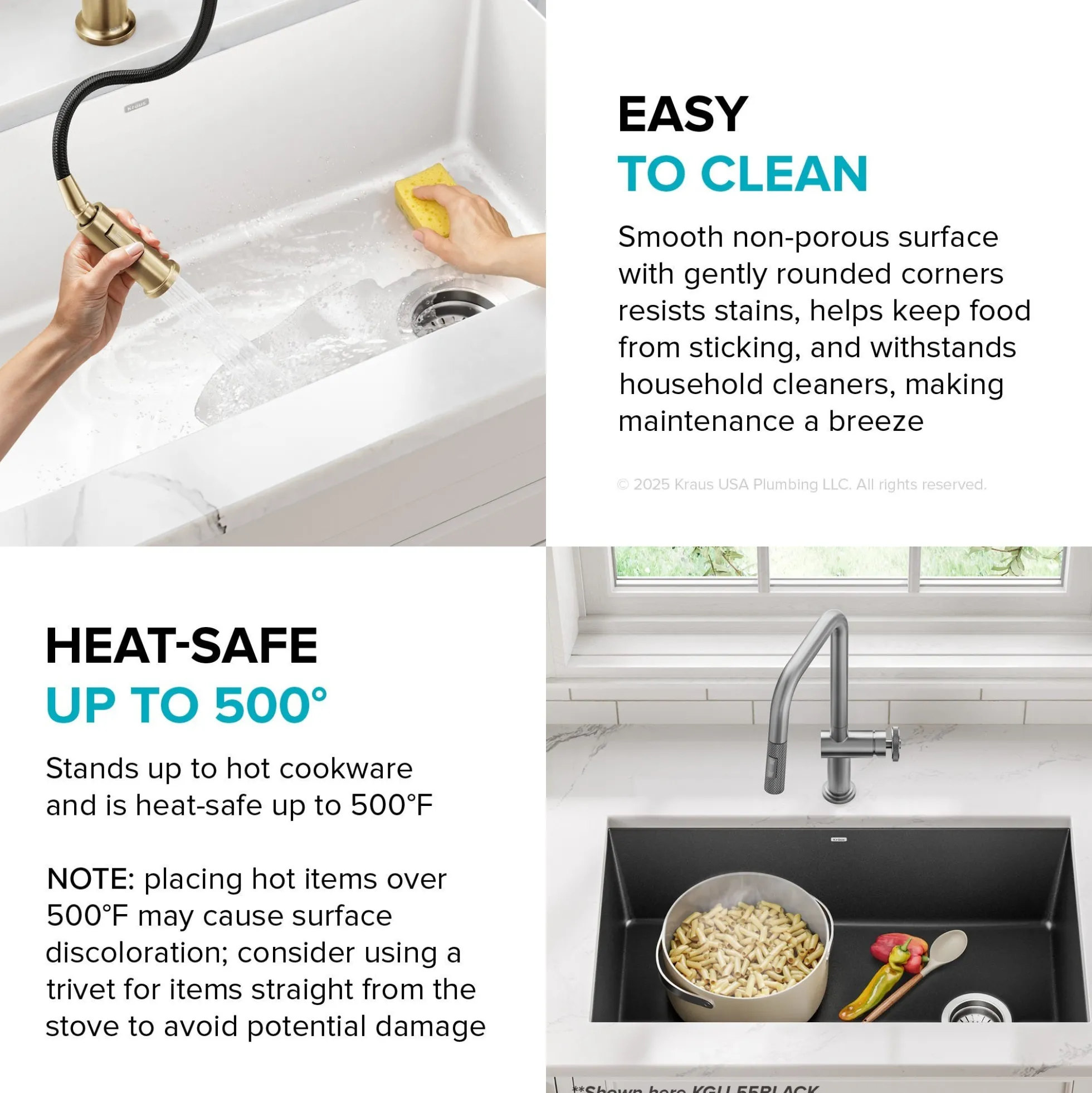 32” Granite Undermount Single Bowl White Kitchen Sink