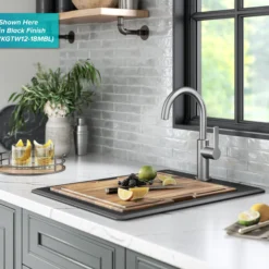 18” Granite Workstation Drop In Top Mount Single Bowl Kitchen Bar Sink in Metallic Grey with Accessories