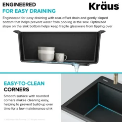 28” Granite Workstation Drop In Top Mount Single Bowl Kitchen Sink in Metallic Black with Accessories