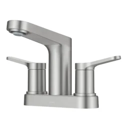 2-Handle 4-inch Centerset Bathroom Faucet in Spot-Free Brushed Nickelwith Pop Up Drain and Supply Lines