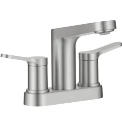 2-Handle 4-inch Centerset Bathroom Faucet in Spot-Free Brushed Nickelwith Pop Up Drain and Supply Lines