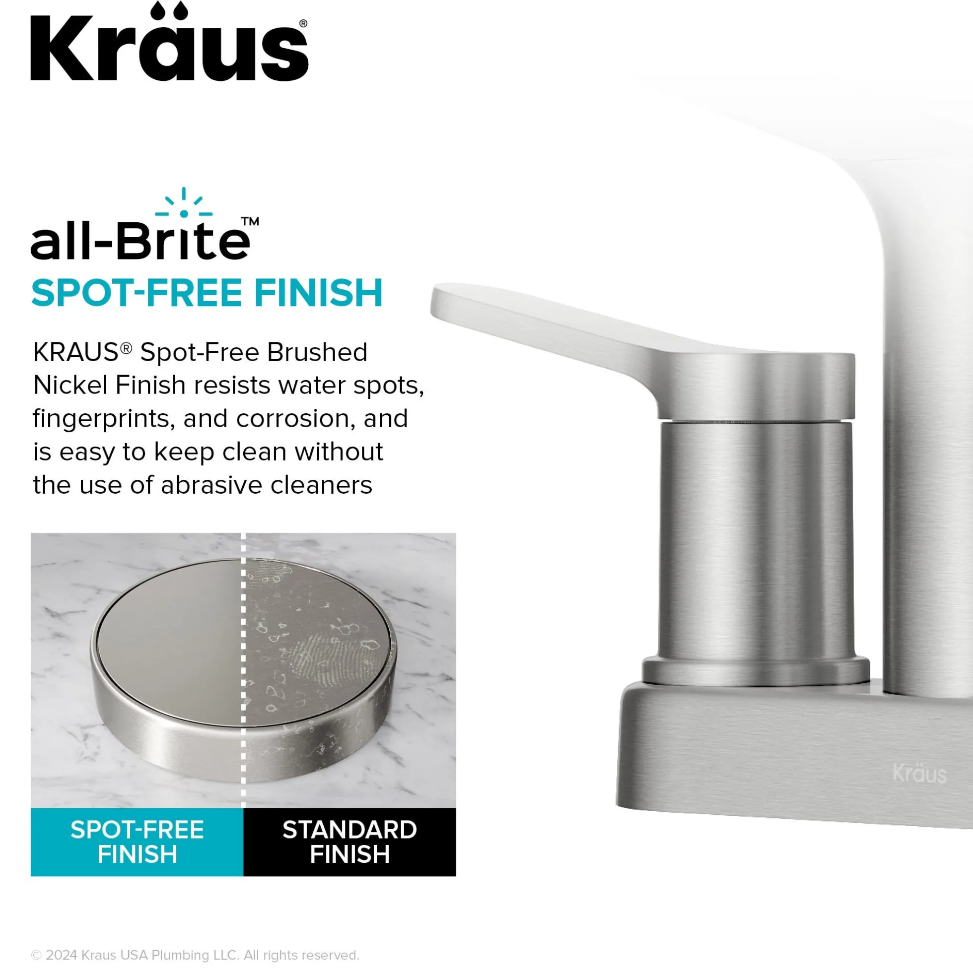 2-Handle 4-inch Centerset Bathroom Faucet in Spot-Free Brushed Nickelwith Pop Up Drain and Supply Lines