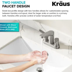 2-Handle 4-inch Centerset Bathroom Faucet in Spot-Free Brushed Nickelwith Pop Up Drain and Supply Lines