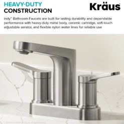 2-Handle 4-inch Centerset Bathroom Faucet in Spot-Free Brushed Nickelwith Pop Up Drain and Supply Lines