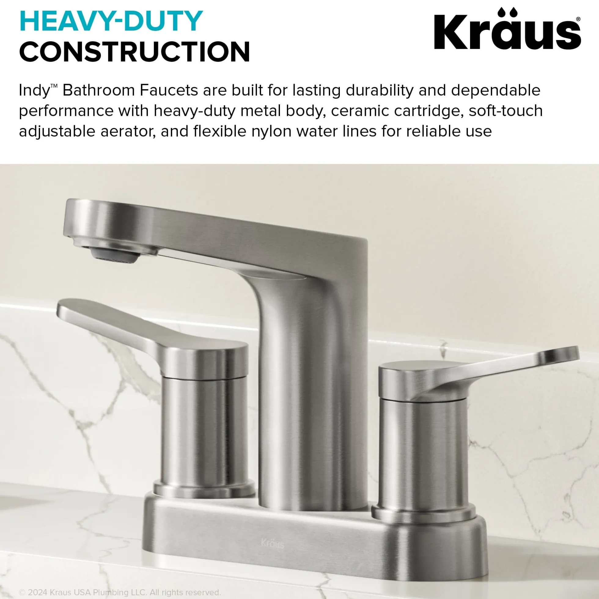 2-Handle 4-inch Centerset Bathroom Faucet in Spot-Free Brushed Nickelwith Pop Up Drain and Supply Lines