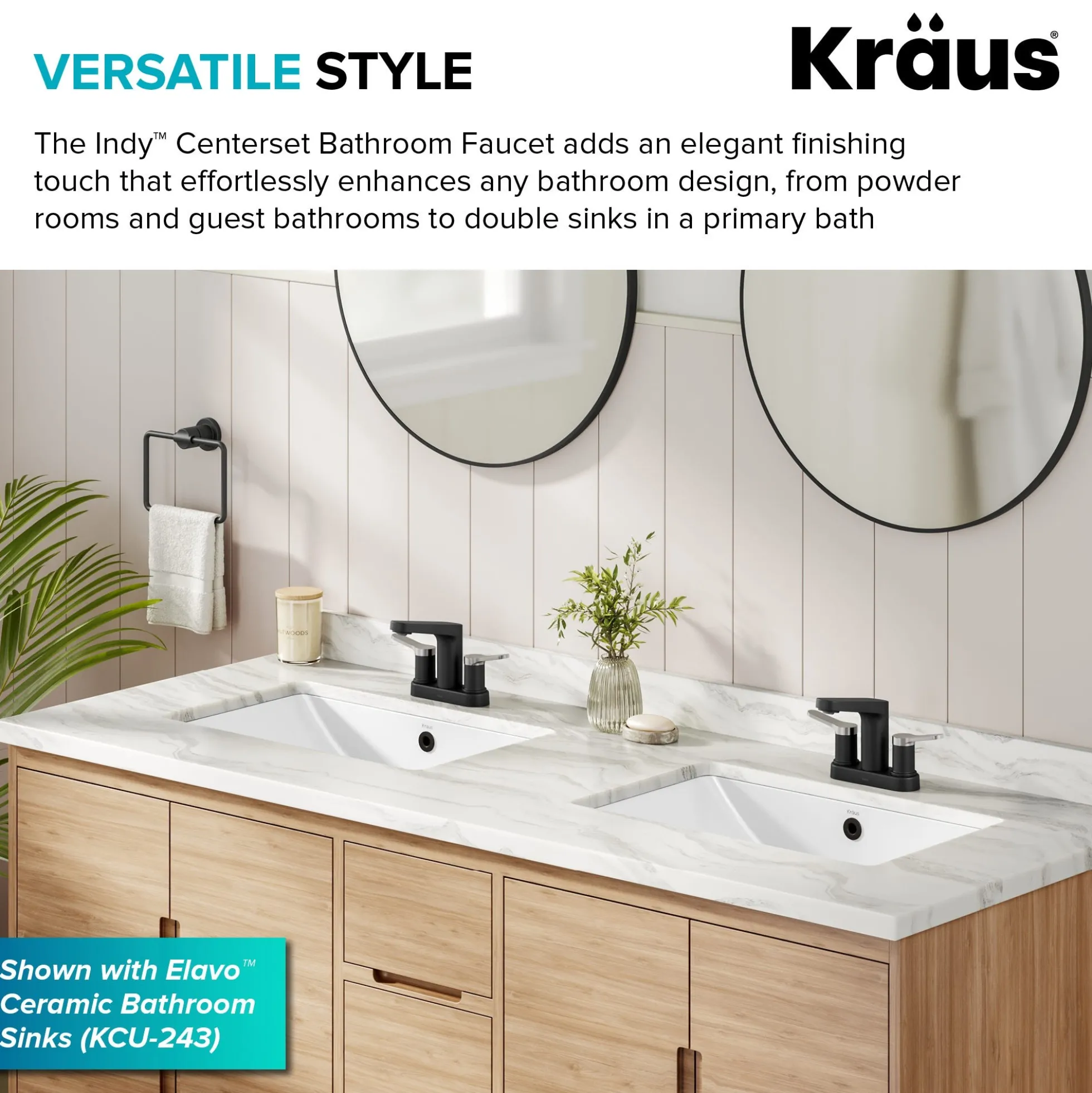2-Handle 4-inch Centerset Bathroom Faucet in Spot-Free Brushed Nickel/ Matte Black with Pop Up Drain and Supply Lines