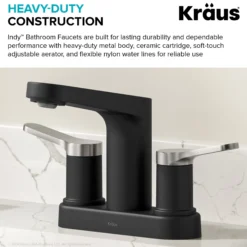 2-Handle 4-inch Centerset Bathroom Faucet in Spot-Free Brushed Nickel/ Matte Black with Pop Up Drain and Supply Lines