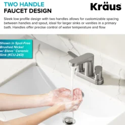 2-Handle 4-inch Centerset Bathroom Faucet in Spot-Free Brushed Brass / Matte Black with Pop Up Drain and Supply Lines
