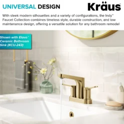 2-Handle 4-inch Centerset Bathroom Faucet in Spot-Free Brushed Brass with Pop Up Drain and Supply Lines