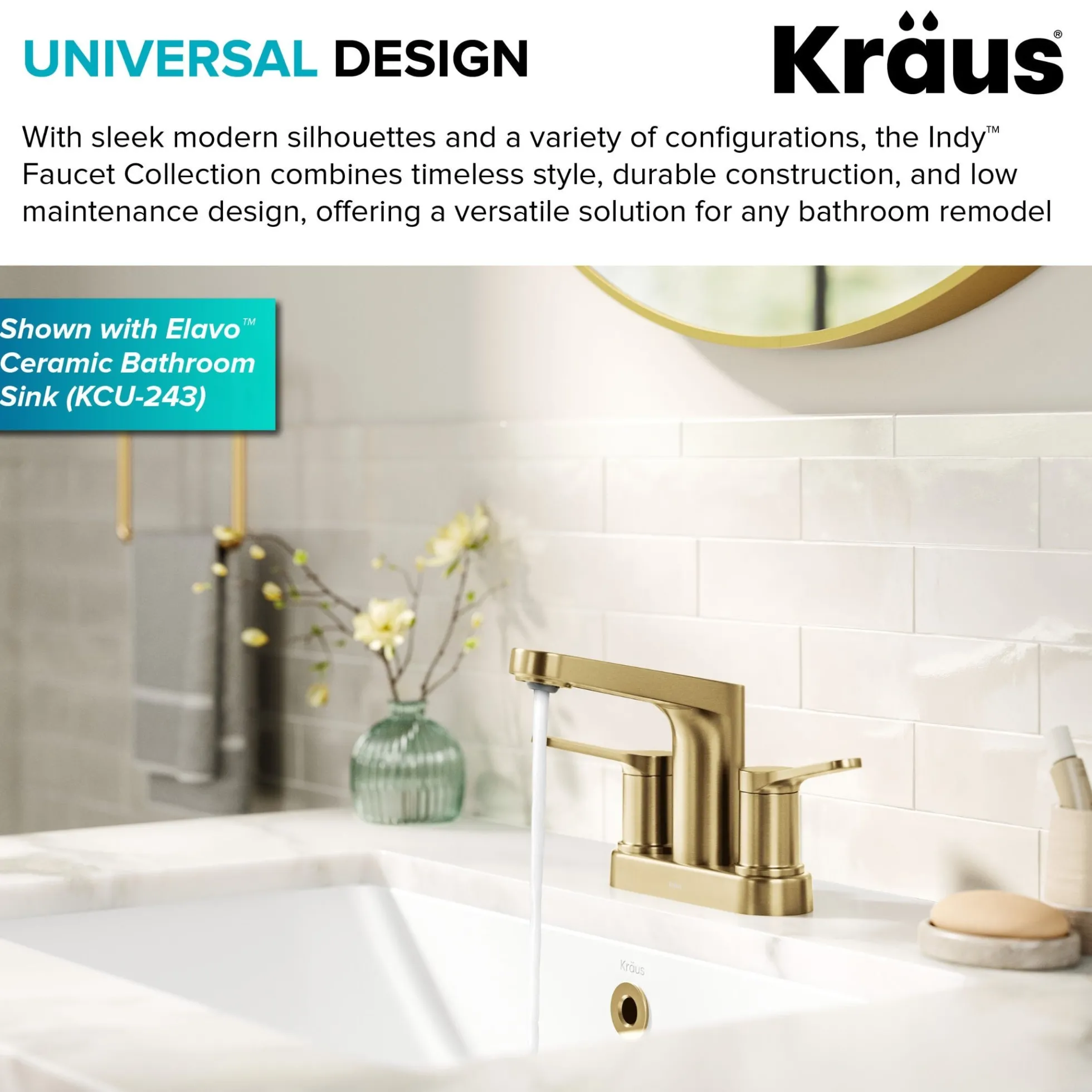 2-Handle 4-inch Centerset Bathroom Faucet in Spot-Free Brushed Brass with Pop Up Drain and Supply Lines