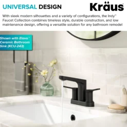 2-Handle 4-inch Centerset Bathroom Faucet in Matte Black with Pop Up Drain and Supply Lines