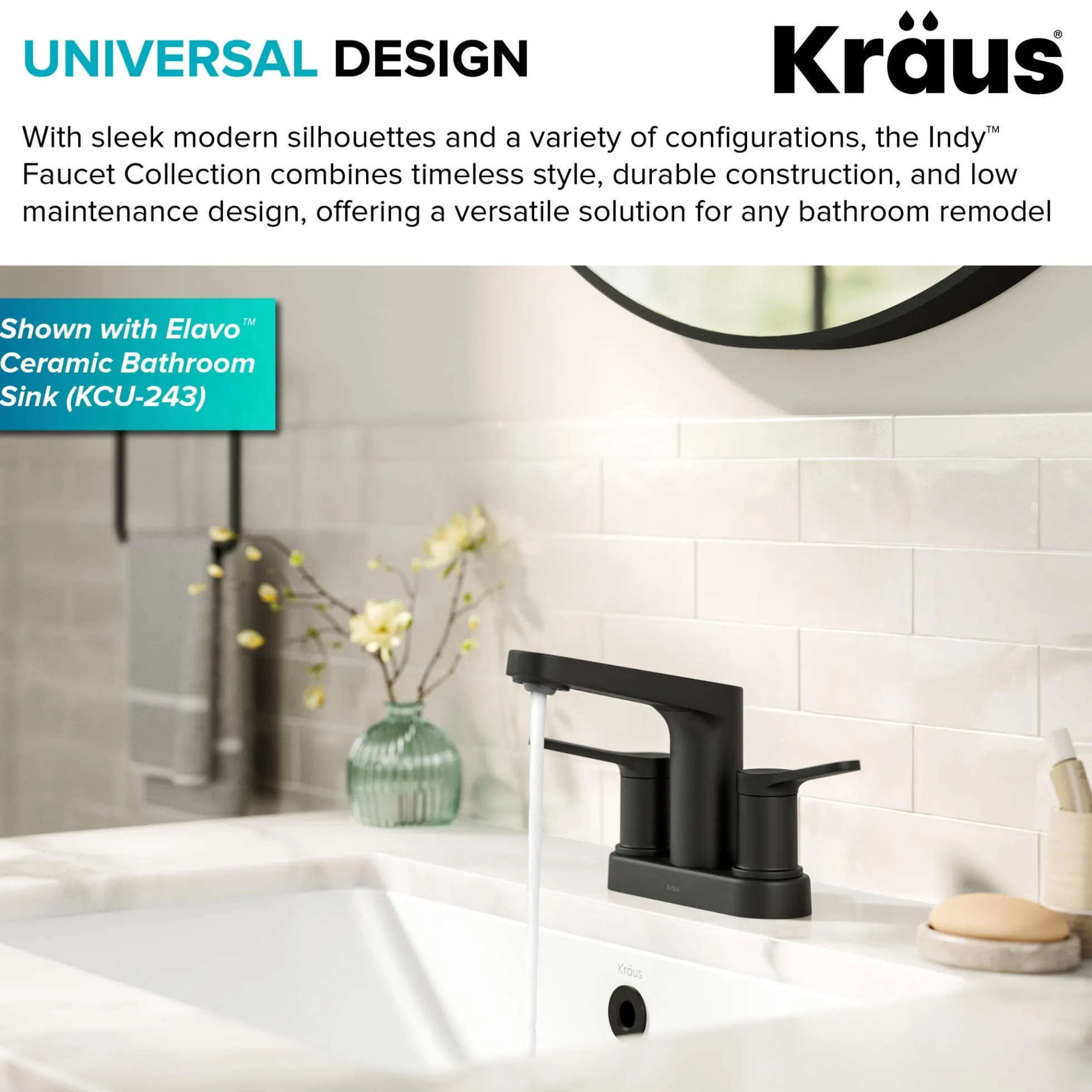 2-Handle 4-inch Centerset Bathroom Faucet in Matte Black with Pop Up Drain and Supply Lines