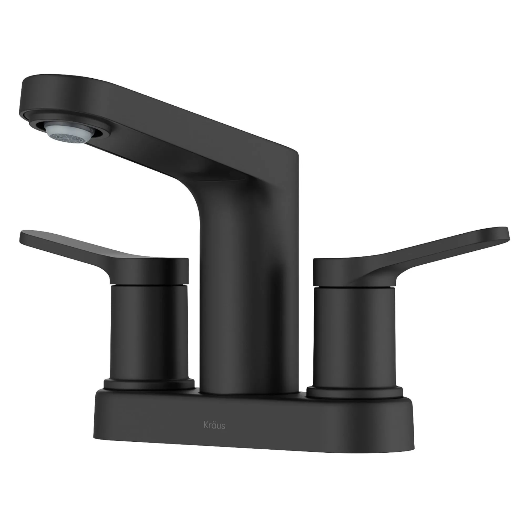 2-Handle 4-inch Centerset Bathroom Faucet in Matte Black with Pop Up Drain and Supply Lines